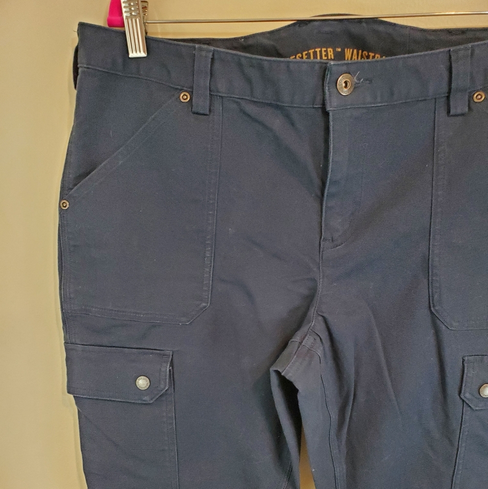 Duluth Trading Co. Cargo Pants Navy, size 14, 33” length, Curvesetter Waistband - Picture 2 of 5